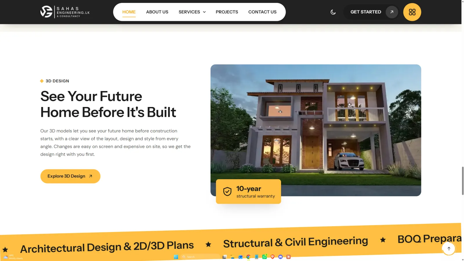 Sahas Engineering Construction Website screen 1