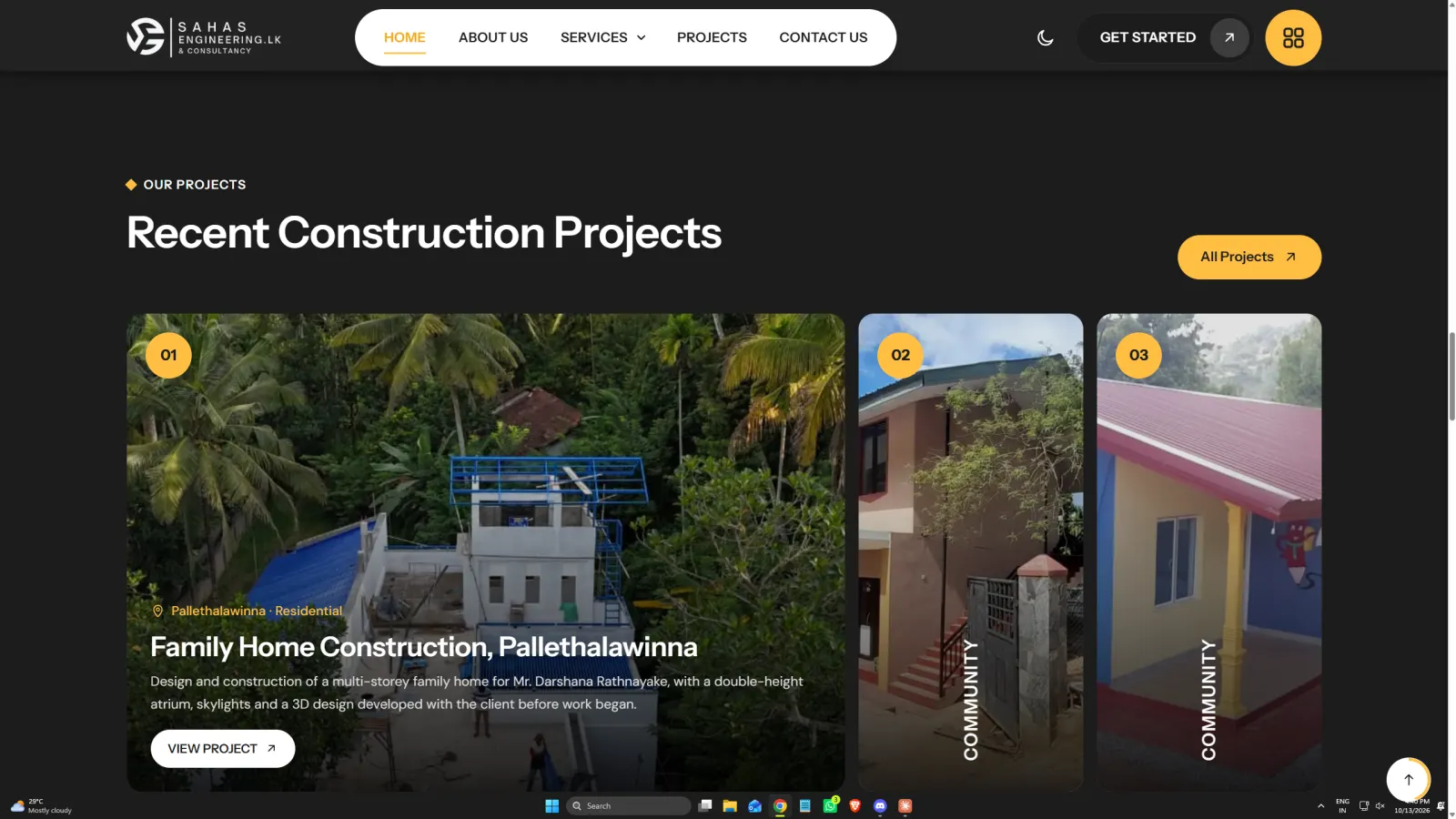 Sahas Engineering Construction Website screen 2